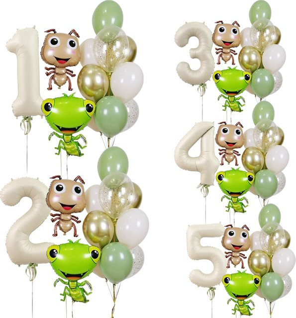 CHLEZI 13er Set Folienballons mit Zahlen 0–9 für Geburtstage und Babypartys, Beige, Höhe: 101,6 cm - Bild 1
