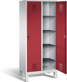 C+P Wäsche-Spind Evolo mit Schloss, Front Rubinrot, Korpus Lichtgrau, H: 185,0 cm, B: 81,0 cm, T: 50,0 cm - Bild 1
