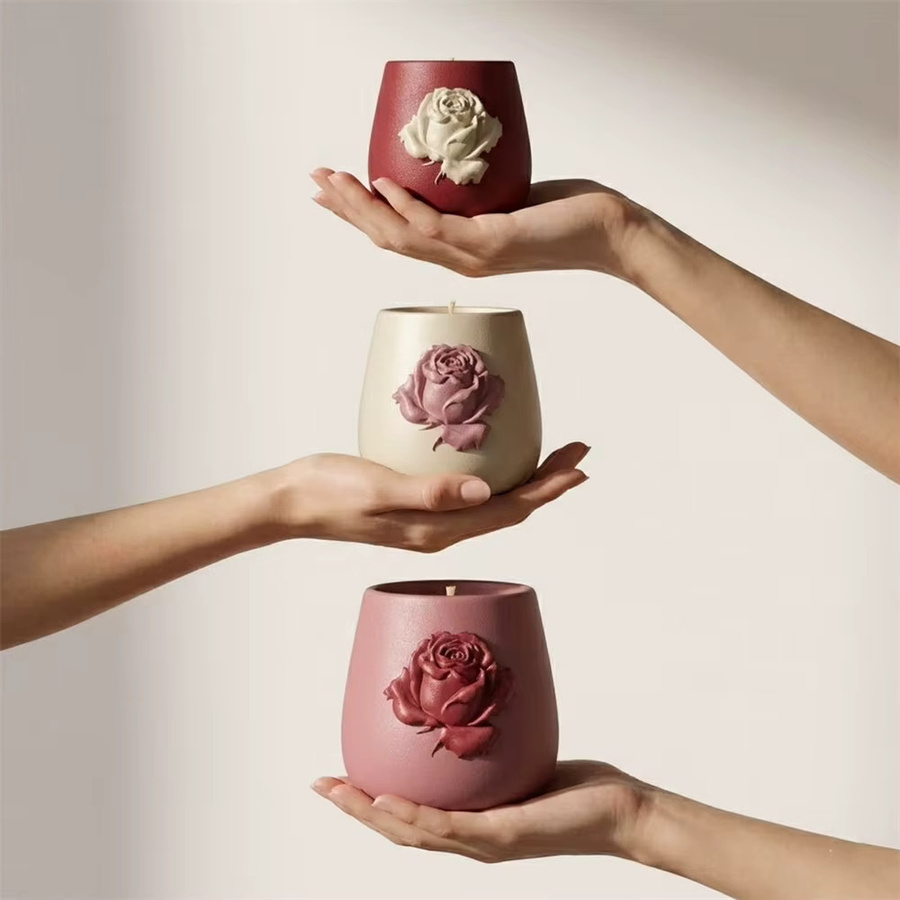 GBhouse Boowan Nicole Rose Relief Kerzenform für Beton und Zement zur DIY-Herstellung von Kerzengefäßen und Heimdekoration - Bild 1