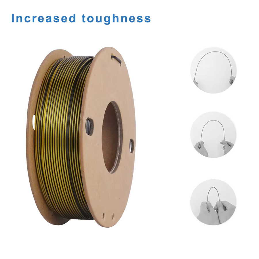 BING3D Seiden-PLA 3D-Drucker-Filament 1,75mm Zweifarbig Schwarz-Gold 250g für FDM-Drucker - Bild 4