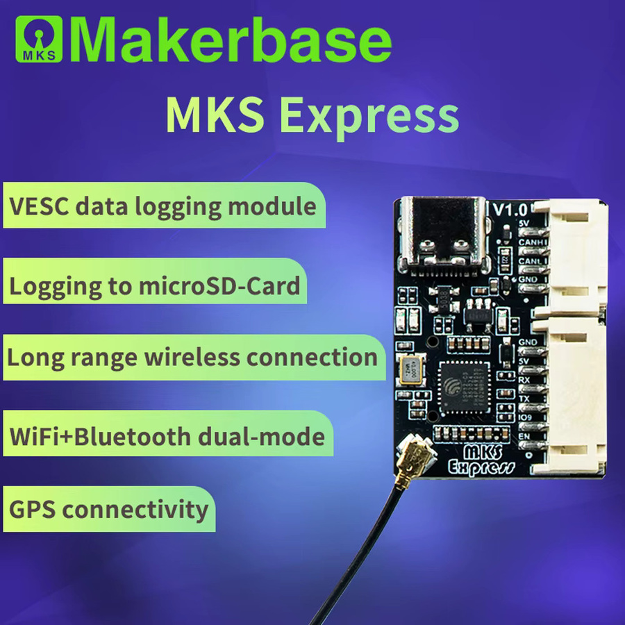 Makerbase VESC EXPRESS mit ESP32-Modul, WIFI, Bluetooth, GPS-Positionierung und SD-Kartenprotokollierung in Schwarz - Bild 2