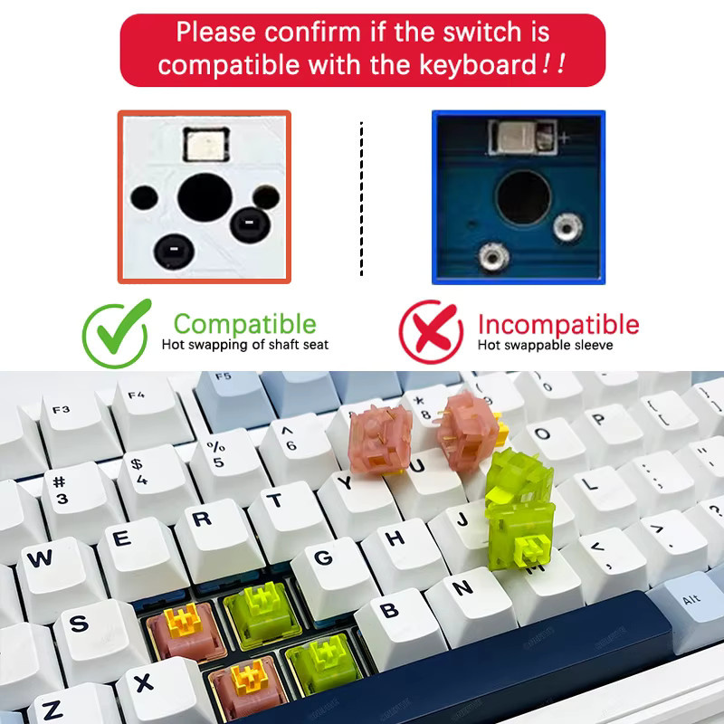Outemu Silent Peach V3 und Silent Lemon V3 mechanische Tastaturschalter, linear-taktil, 5-Pin, Hot-Swap, PA66 und POM, gelb und mehrfarbig - Bild 2
