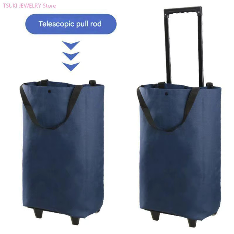 Faltbarer Einkaufswagen Erra aus Oxford-Stoff mit einziehbarem Griff und leisen Rollen, B/T/H: 44,0 x 28,0 cm - Bild 3