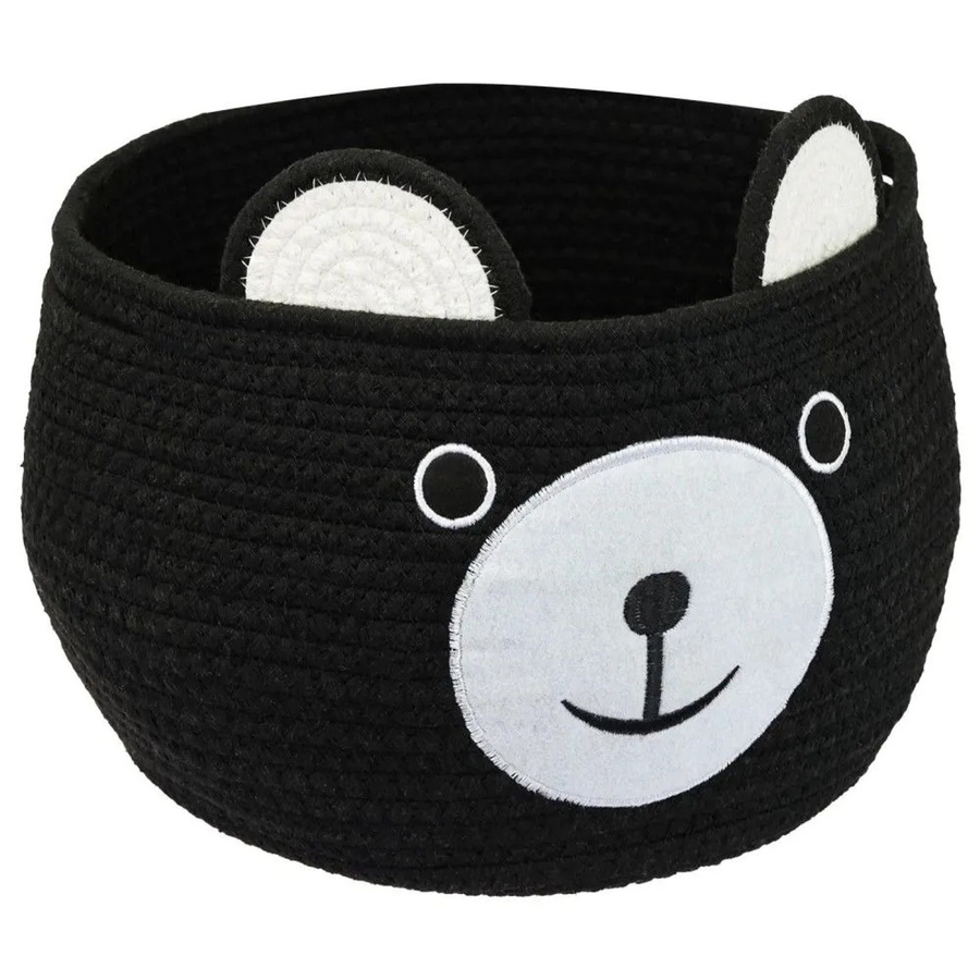 HMF Aufbewahrungskorb Bär aus Baumwolle mit versteckten Griffen, Schwarz, B: 30 cm, T: 24 cm - Bild 2
