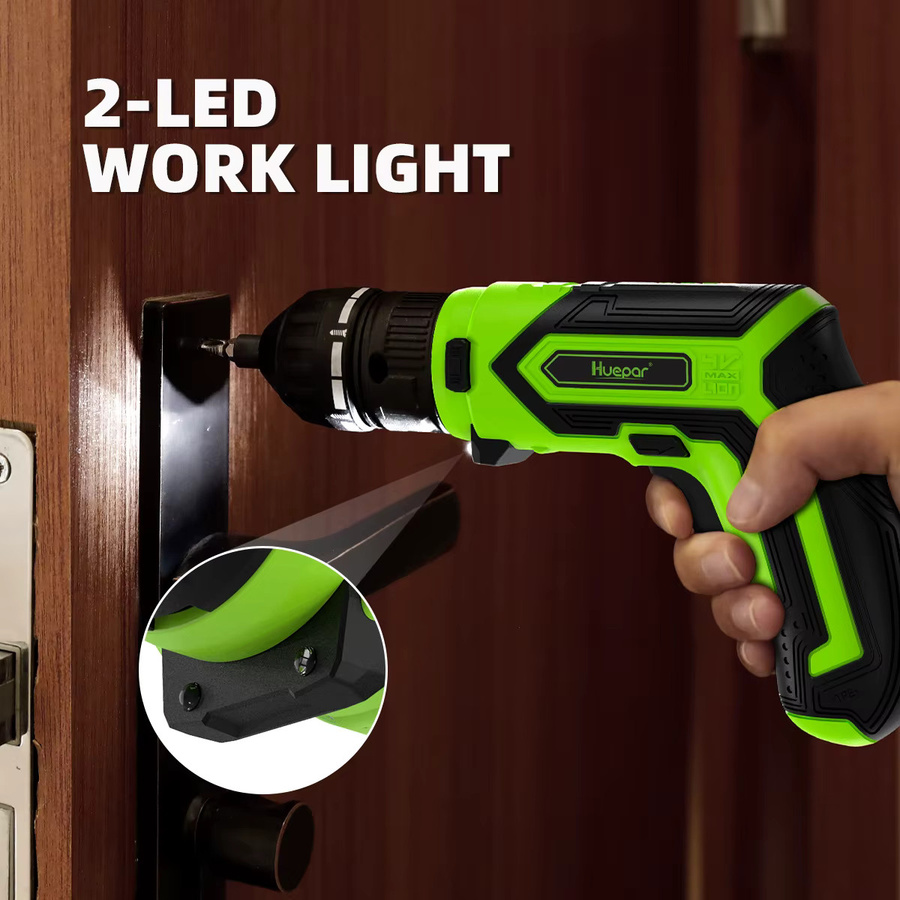 Huepar Akku-Schraubendreher-Set in Grün mit LED-Beleuchtung und 4 V - Bild 4