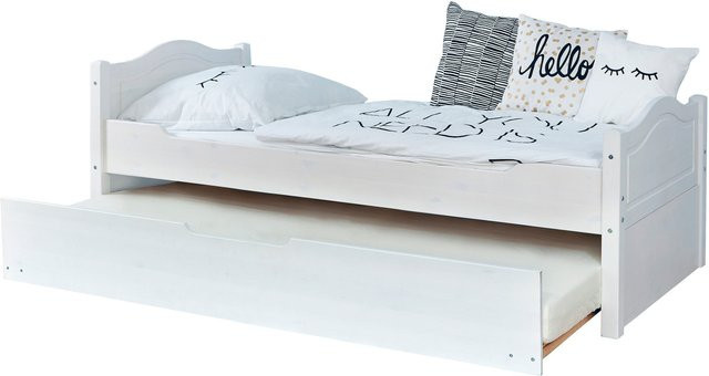 Einzelbett TiCAA Leni aus Kiefer Holz in Weiß mit Schubladen, B/T: 90 x 200 cm - Bild 1