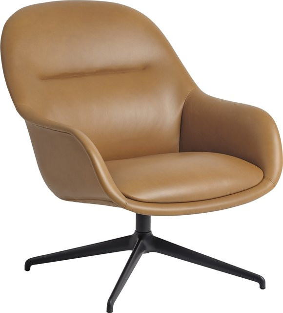 Muuto Fiber Lounge Armlehnstuhl Swivel mit Lederbezug in Braun - Bild 1