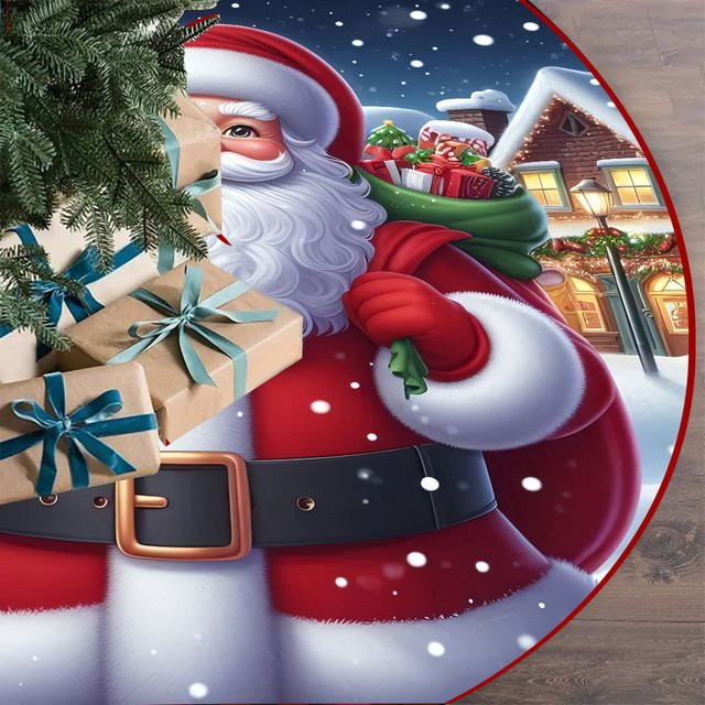 VIKAMA Weihnachtsbaum-Kleid mit Weihnachtsmann-Schneeszene in Rot - Bild 1