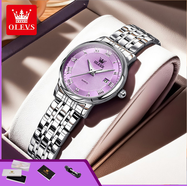 OLEVS Armbanduhr Quarz, Edelstahl, Silber, Weiß, Damen - Bild 1