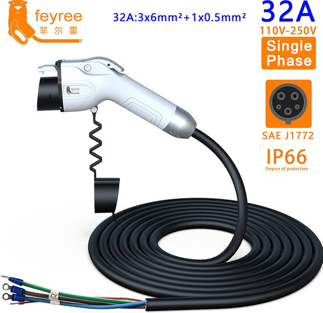 Feyree SAEJ1772 Adapter Typ1 Stecker mit 5m EV-Ladekabel für Elektrofahrzeuge 32A 16A - Bild 1