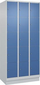 C+P Schließfachschrank Classic PLUS mit Sockel, 3 Abteile, Stahl, grau/blau, B/T/H: 90 x 50 x 195 cm - Bild 1