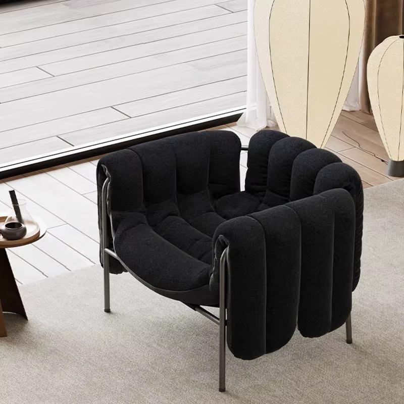 UOSU MOMO Lounge Sessel im Retro-Design mit Armlehnen aus Kunstleder, Schwarz - Bild 3