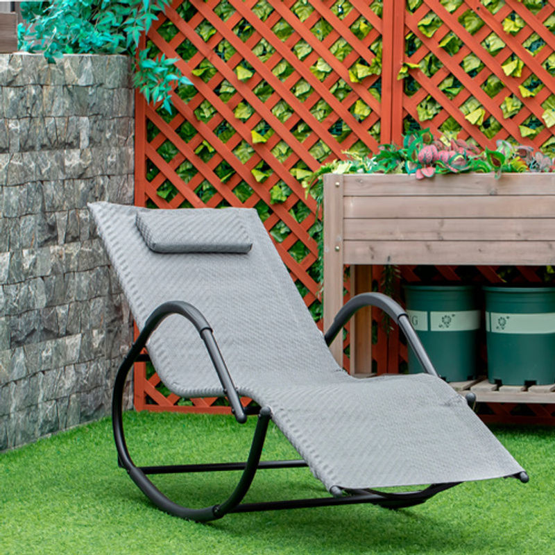 Outsunny Schaukelstuhl aus Metall in Grau für Garten, Balkon und Terrasse, B/H/L: 160 x 79 x 61 cm - Bild 2