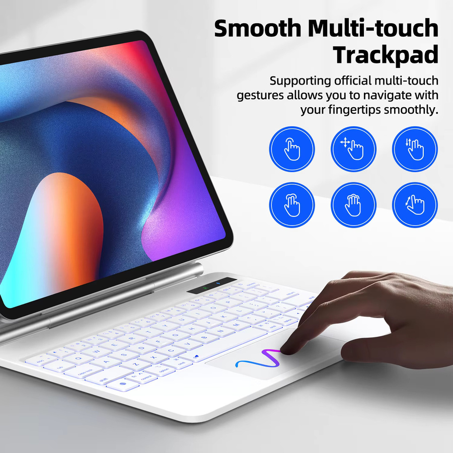 GOOJODOQ Smart Pogo Pin Tastaturhülle mit Trackpad für iPad Air 11 2025 M3, iPad Air 6 11 2024, iPad Pro 11 sowie iPad Air 4 und 5 10.9 in Schwarz oder Weiß - Bild 4