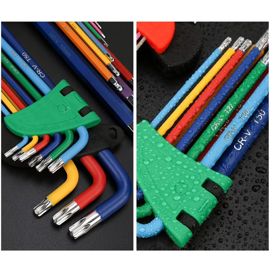 PINTUDY 9-teiliges Inbusschlüssel Set aus S2-Legierungsstahl mit Quick Snap Adapter und Kugelkopf sowie Torx-Bits in Multicolour - Bild 5