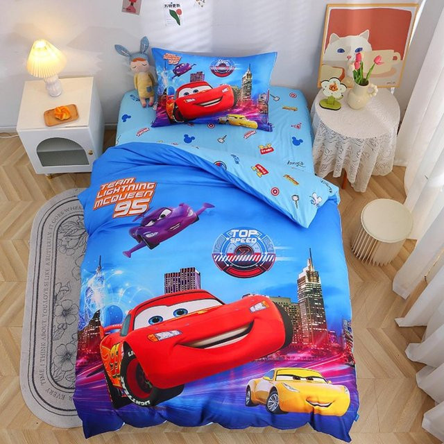 Paslu Bettwäsche Set Lightning McQueen mit Kissenbezug, wendbares Kinder Bettwäsche Set für Auto Fans, AU Single, B/H: 140 x 210 cm - Bild 1