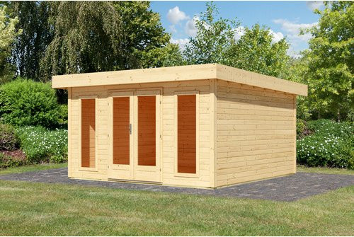 KARIBU Gartenhaus Lotus in Braun mit 38 mm Wandstärke, B/H/T: 444 x 238 x 393 cm - Bild 1