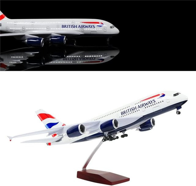 ZOCO A380 British Airways Modellflugzeug, Diecast-Modell, 1:160 Maßstab, mit LED-Licht & Standfuß, ab 14 Jahren - Bild 1