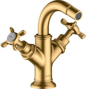 Hansgrohe Axor Montreux 2-Griff-Bidetarmatur in gebürstetem Messing mit Pop-up-Abfluss - Bild 1