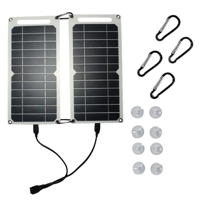 EESBAO Tragbares 6W USB Sunpower Solarpanel 5V Solarplatte in Schwarz mit USB-A Anschluss für Handy und Powerbank - Bild 5