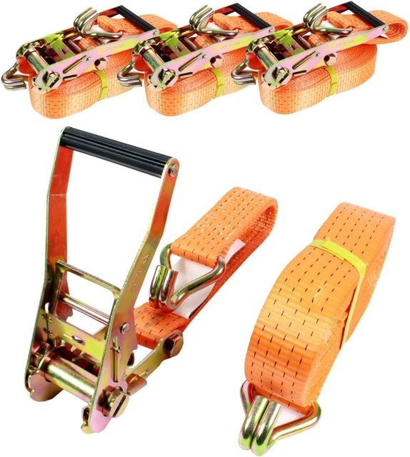 TRUTZHOLM Spanngurte mit Ratsche 2er Set, Farbe Orange/Schwarz, Länge: 10 m, Tragkraft: 5 t - Bild 1
