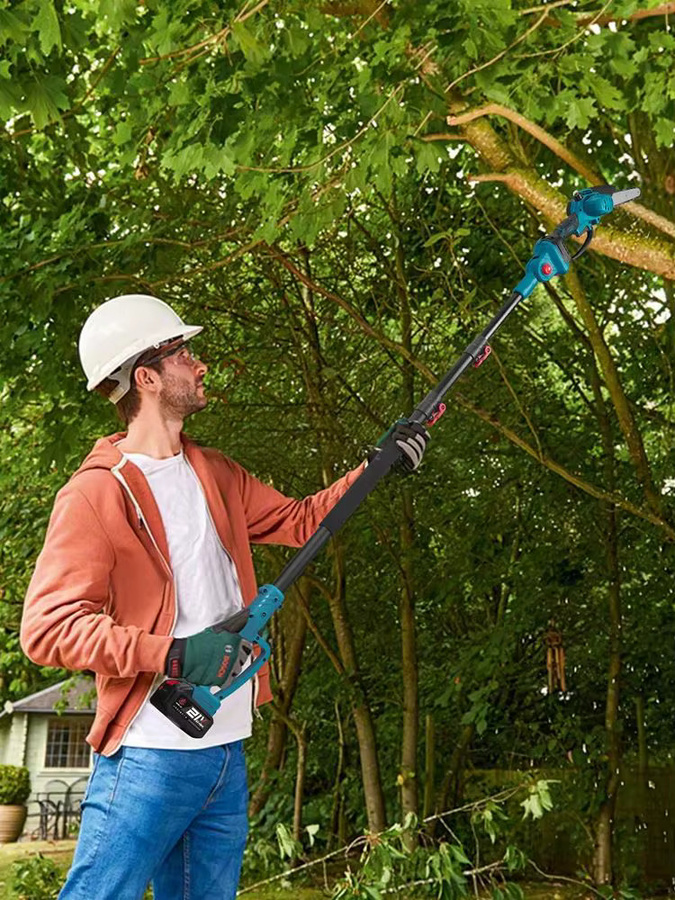 ONEVAN 4-in-1 Bürstenlose Teleskop-Elektrokettensäge mit Schere für hohe Äste, blau, kompatibel mit Makita 18V Akku - Bild 7
