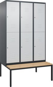 C+P Doppelstock-Spind Classic PLUS Sitzbank mit 3 Abteilen, Buche-Hartholz, B/T/H: 212,0 x 120,0 x 81,5 cm - Bild 1