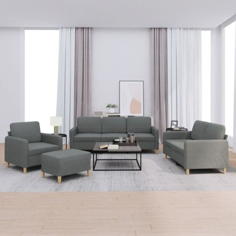 Vidaxl 4-tlg. moderne Sofagarnitur mit Kissen in Anthrazit und Grau aus Stoff - Bild 1