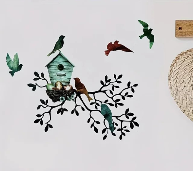 CIFBUY Metall-Hängedekoration mit Vogelvoliere als Wandkunst in Mehrfarbig - Bild 1