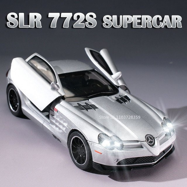 RMZ city SLR 772S 300SL Sportwagen Modell, 1:32, mit Licht und Sound, Metall - Bild 1