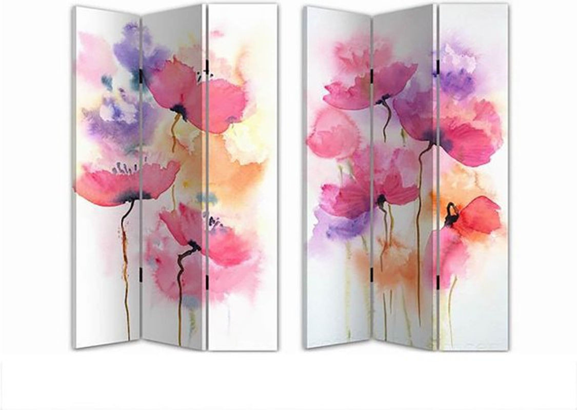 HTI-Line Paravent Poppy moderner Raumtrenner mit floralem Design in Mehrfarbig - Bild 1
