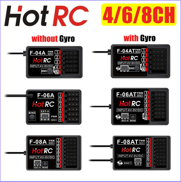 HOTRC Gyro Empfänger F-04AT/F-06A/F-08A/F-08AT, Zubehör, Schwarz - Bild 1