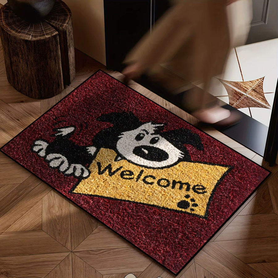 VIKAMA Willkommen Welpen Fußmatte aus Kristallflor, dekorativer Eingangsteppich für Flur und Innenbereich, Mehrfarbig, B/T: 60 x 40 cm - Bild 3