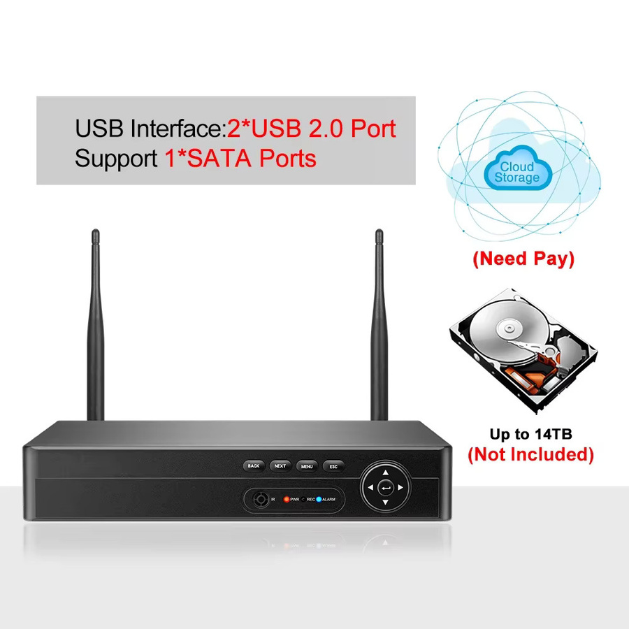 Techage H.265 NVR 8CH Wifi IP Kamera Sicherheitssystem in Schwarz mit 5MP 4MP Auflösung und XMeye P2P Unterstützung - Bild 4