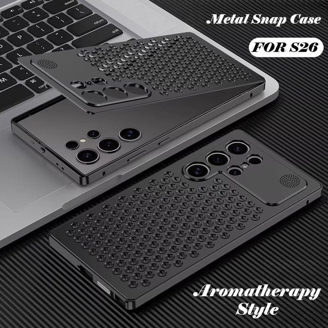 Sturzsichere Samsung Handyhülle mit Metallrahmen und Kameraschutz in Schwarz für Samsung S26 Ultra, S24 und S23 - Bild 1