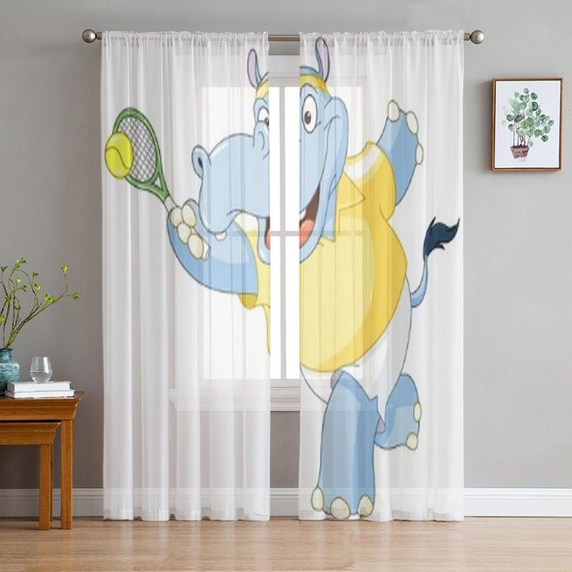 Tennis Hippo Luxuriöse Chiffon Vorhänge aus Tüll in Weiß, Breite: 135 cm, Höhe: 114 cm - Bild 1