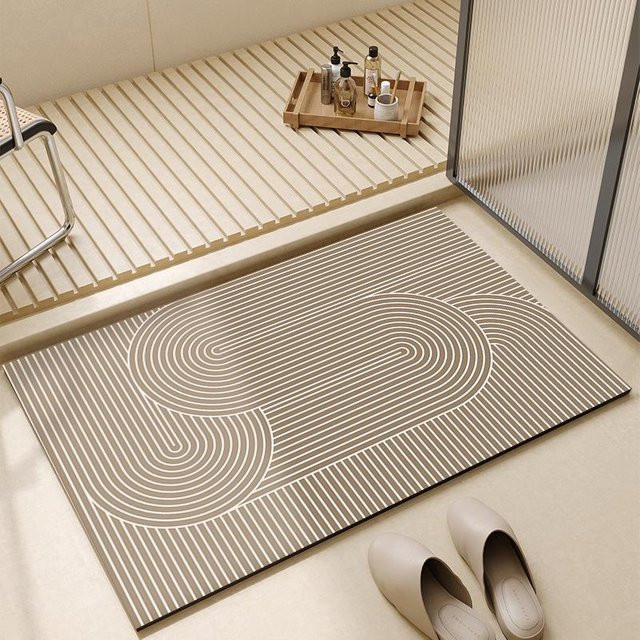 Anti-Rutsch Kieselgur Badezimmer-Bodenmatte von Yiran Furniture in Weiß oder Beige, B/T: 60 x 40 cm - Bild 1