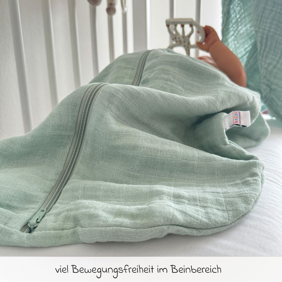 Makian Musselin-Schlafsack für Babys in Mint, Größe 100 cm - Bild 2