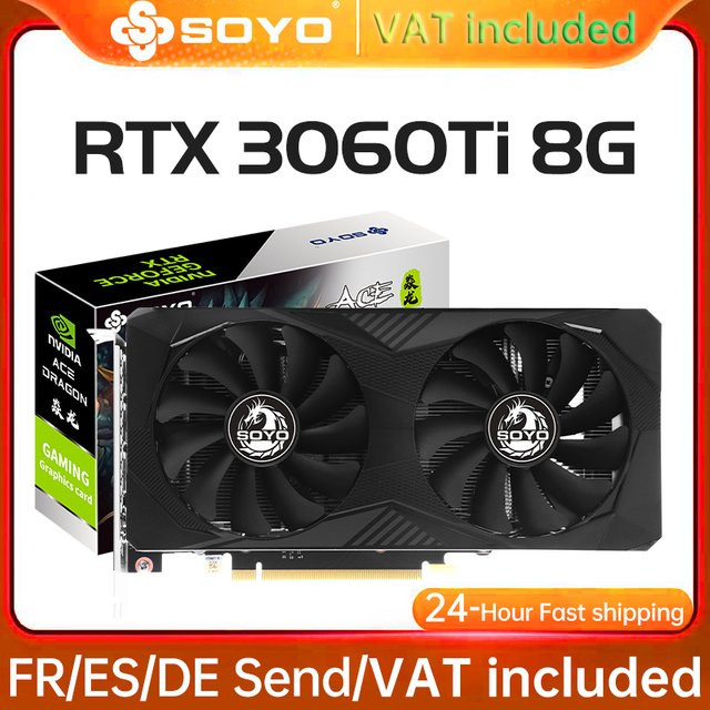 SOYO NVIDIA GeForce RTX 3060Ti Gaming-Grafikkarte, 8 GB GDDR6, 256 Bit, Schwarz - Bild 1