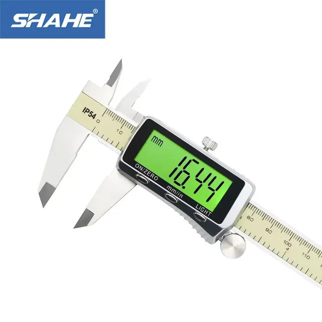 SHAHE Digitaler Messschieber mit Hintergrundbeleuchtung und LCD-Bildschirm, 0–150 mm, Silber - Bild 1