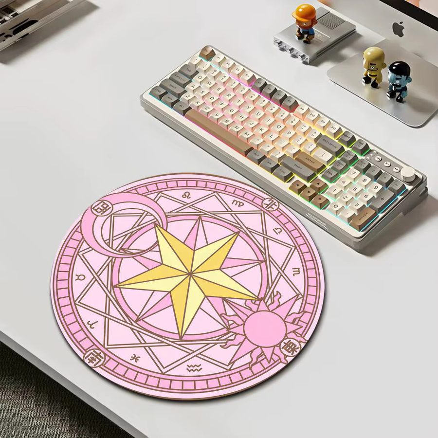 HYBXAXC Anti-Rutsch-Mauspad Pink Magic Girls, rund, für Gaming und Büro - Bild 3