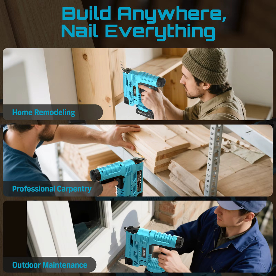 SEESII 2-in-1 Elektrische Nagel- und Tackerpistole für Makita 18V Akku, 18 Gauge, Blau - Bild 5