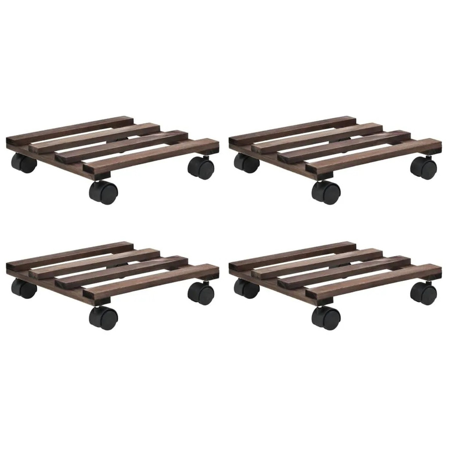 vidaXL Pflanzenständer mit Rollen aus Zedernholz, 4er-Set, Braun, B/T/H: 25 x 25 x 25 cm - Bild 2
