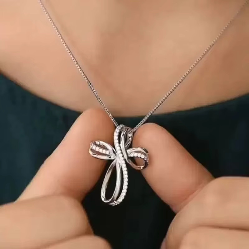 Huitan Halskette Kreuz, Silber, Zirkonia, Damen - Bild 2