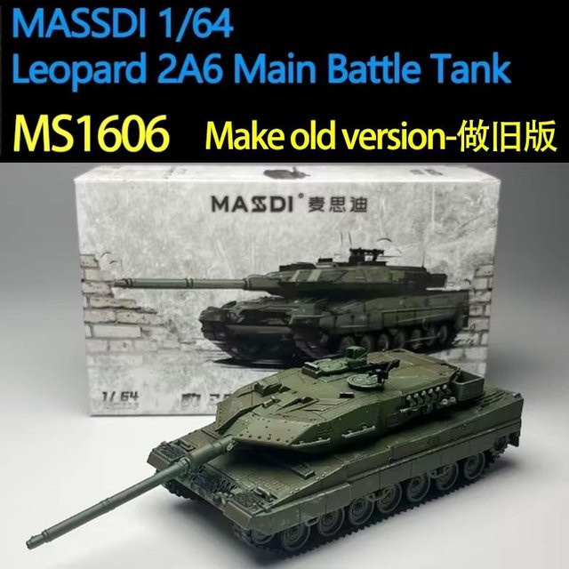 MASSDI Leopard 2A6 Kampfpanzer, Militärmodell Auto, 1:64, Metall, ab 14 Jahren - Bild 1