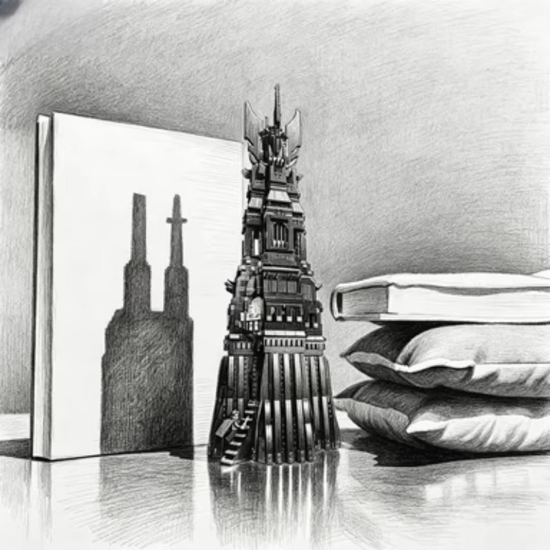 YINGYINGXIONG Schwarzer Turm Baustein-Modell, Schwarz, Kunststoff - Bild 2