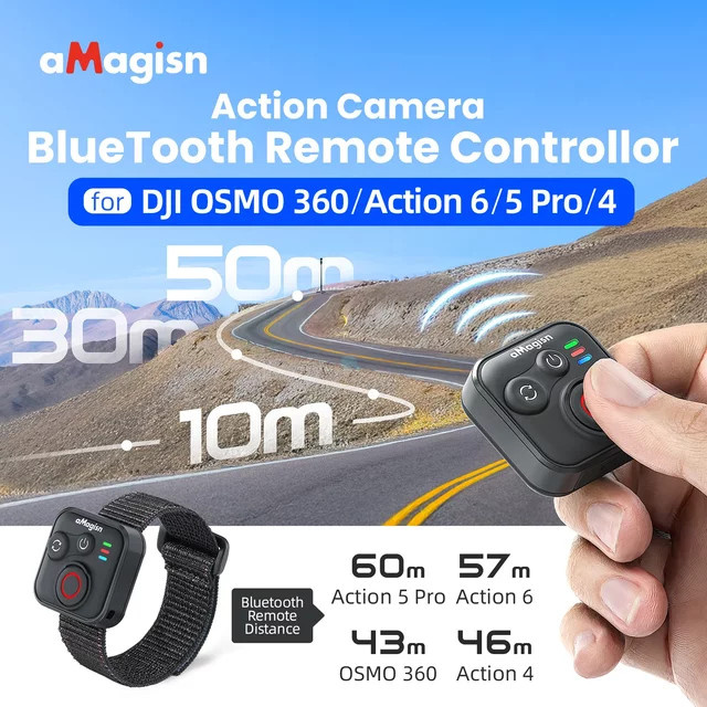 DJI Drahtlose Fernbedienung mit Handschlaufe für Osmo Action 6, Action 5 Pro, Action 4 und Osmo 360 in Schwarz - Bild 1