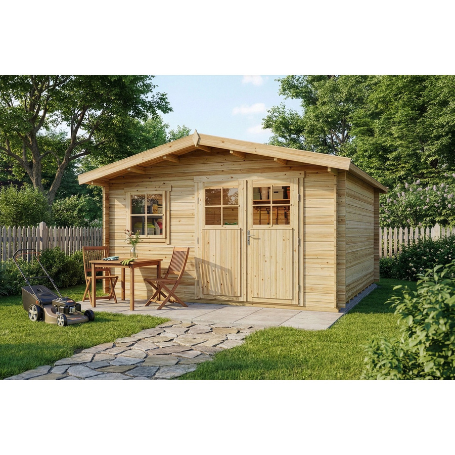 Gartenhaus Valeria-28 von Alpholz in Natur/Braun, Log Cabin mit Fenster, B/T/H: 428 x 427 x 28 cm - Bild 2