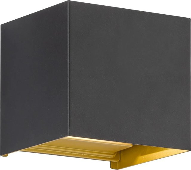 Fischer & Honsel LED-Außenwandleuchte Thore in Schwarz und Gold mit verstellbarem Lichtaustritt und Up-Down-Funktion - Bild 1