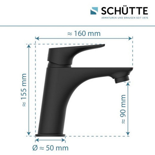 Schütte Waschtischarmatur Boston Einhebelmischer Schwarz Matt mit Pop-up-Abfluss und Wassersparfunktion - Bild 5